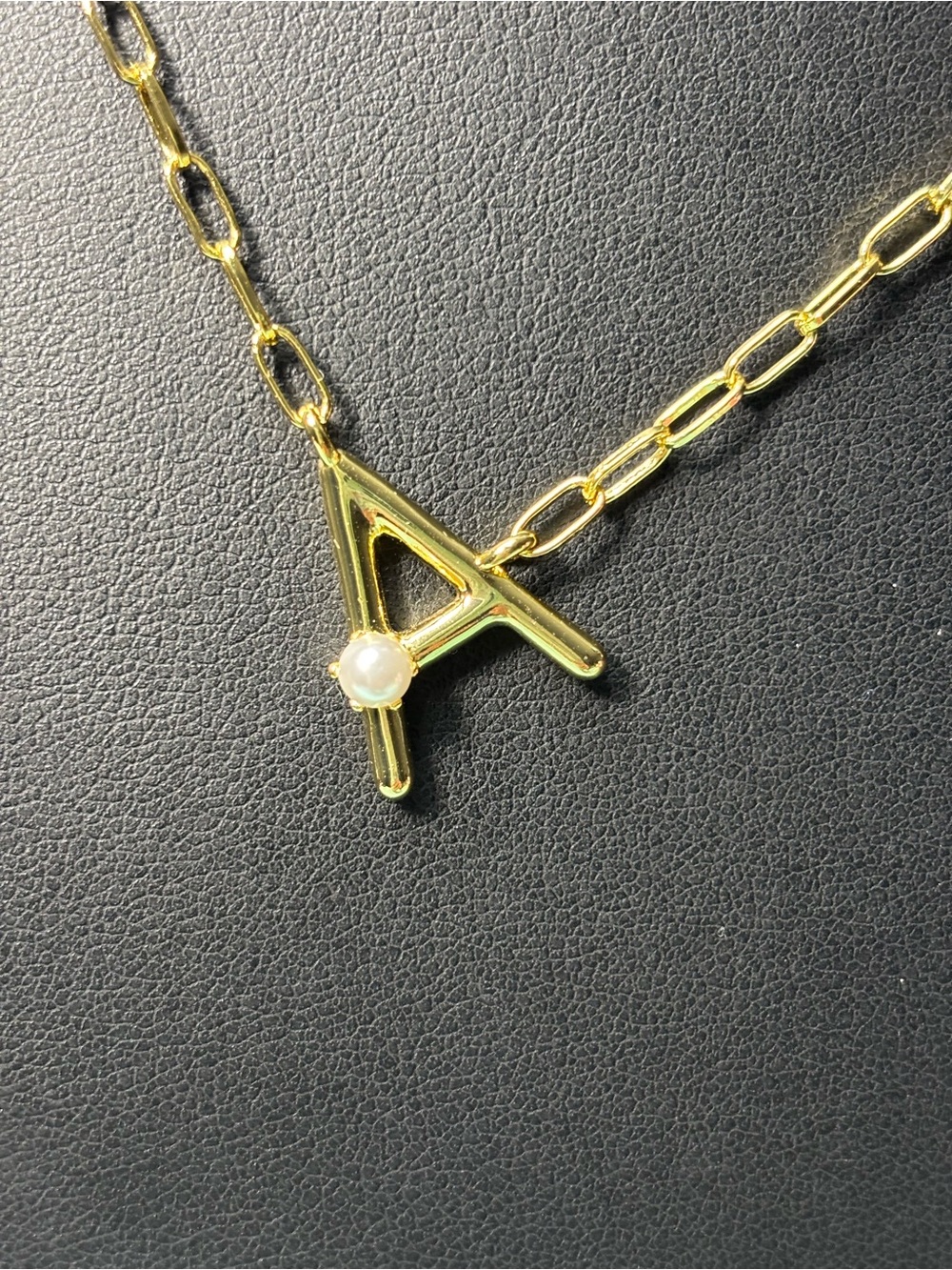 Kendra Scott Gold Initial 'A' Pendant Necklace with Pearl Accent. New